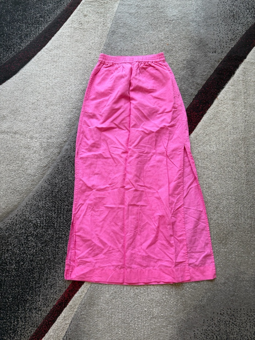 Something Navy Bubble Gum Linen Blend A Line Skirt